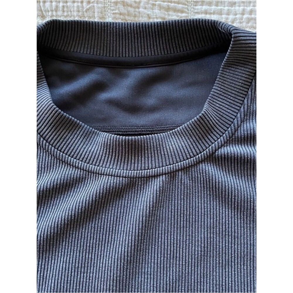 Lululemon Softstreme Cropped Crew Oversized Washed Black Charcoal M/L - Picture 4 of 7